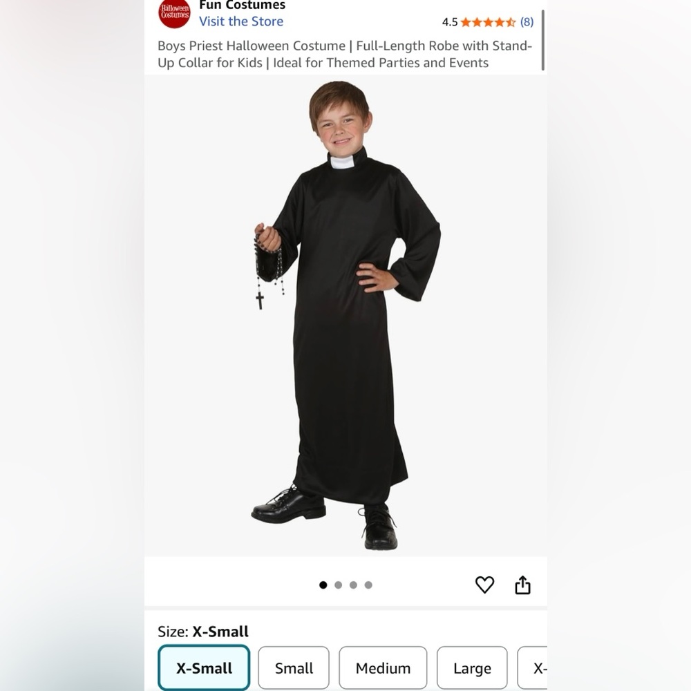Boys priest costume size XS
